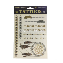 Autocollants provisoires faits sur commande de tatouage d&#39;or métallisé de clinquant d&#39;or